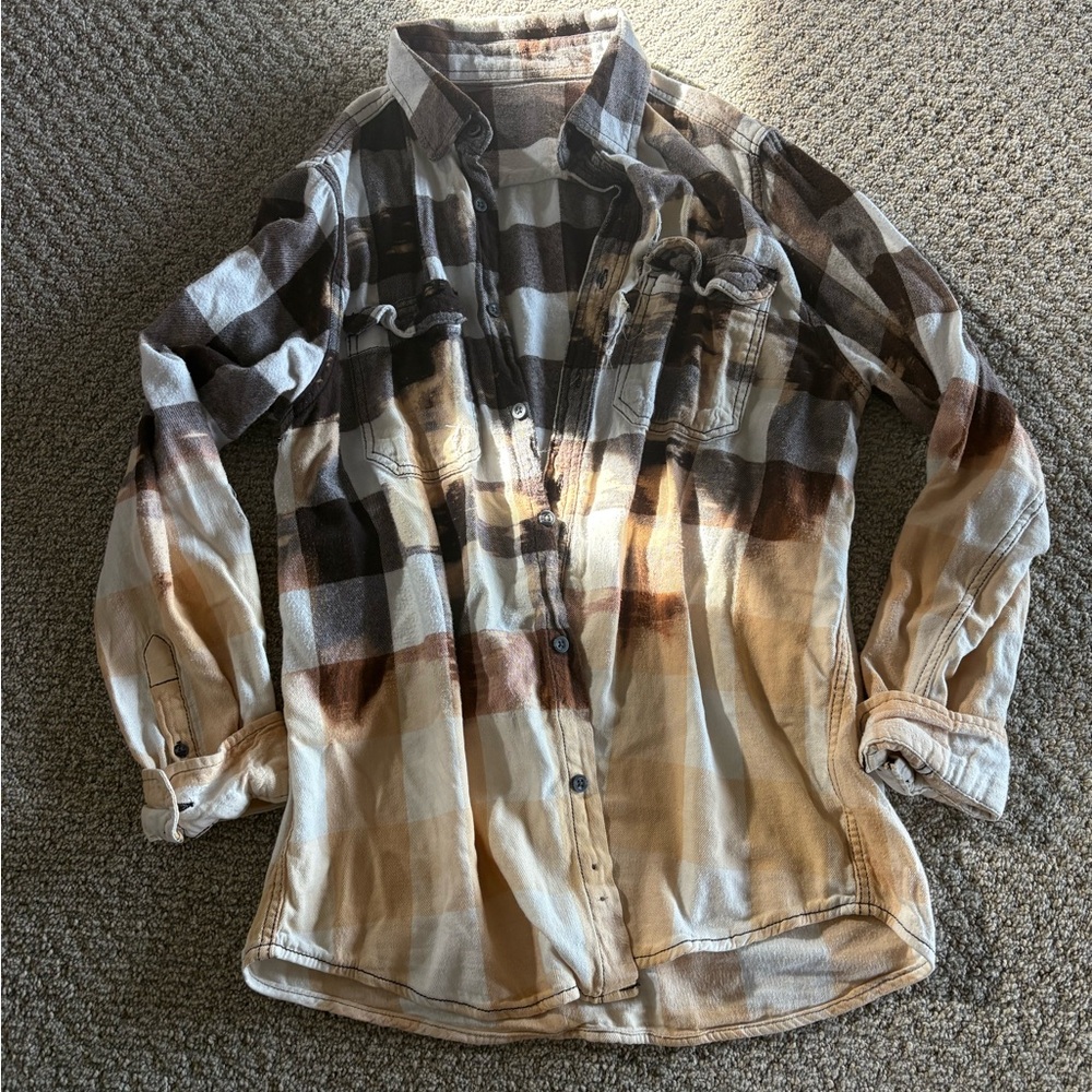 Women’s custom distressed flannel shirt